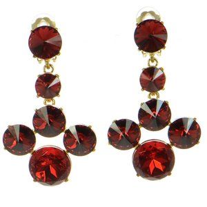 Oscar de la Renta Red Crystal Clip-On Earrings